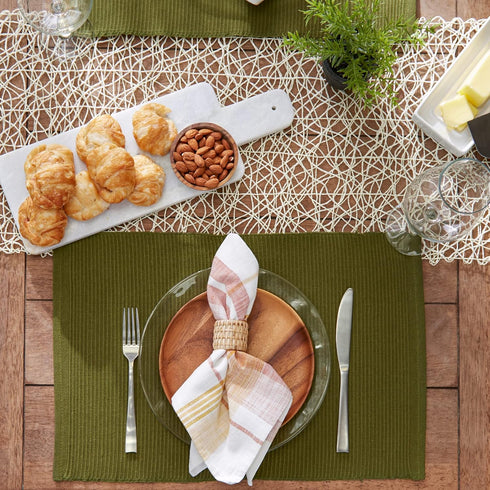 DII Basic Everyday Ribbed Tabletop 100% Cotton, Placemat Set, 13x19, Sage, 6 Piece...
