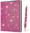 Notebook and Rhinestone Pen Sets, A5 Diamond Crystal Notebook, Crystal Pen, Bling Office Accessories (Rose Red)...