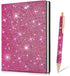 Notebook and Rhinestone Pen Sets, A5 Diamond Crystal Notebook, Crystal Pen, Bling Office Accessories (Rose Red)...