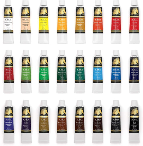MyArtscape Acrylic Paint Set - 24 x 21ml Tubes - Lightfast - Heavy Body...