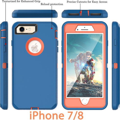 YmhxcY for iPhone SE Case 2022/2020,iPhone 8/7 with Built in Screen Protector Drop Proof 3-Layer Durable Cover/Shockproof Armor Drop Protection Ca...