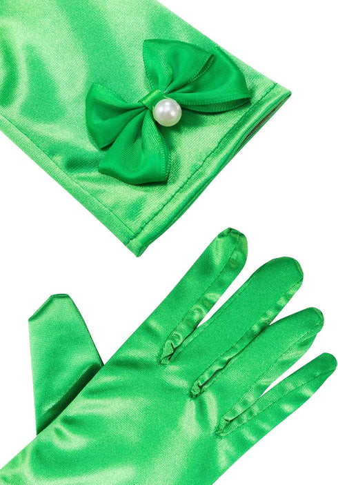 Zhanmai 9 Pairs Girls Satin Gloves Bowknot Gloves Princess Gloves for Kids Party, Wedding, Formal Pageant, Ages 3T to 8 Years, Color 3, Small...