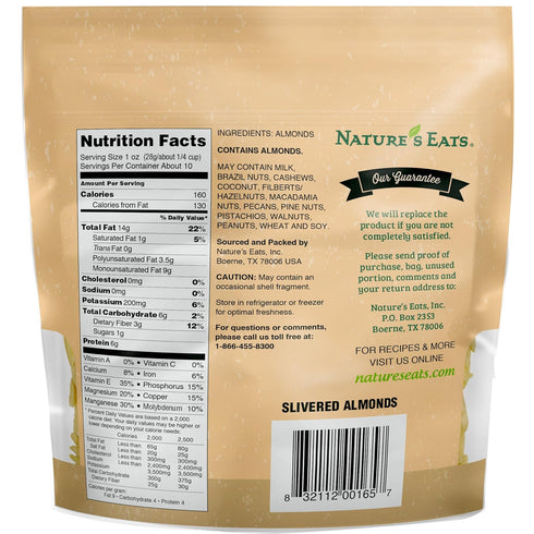 Nature's Eats Blanched Slivered Almonds, Natural, 10 Ounce...