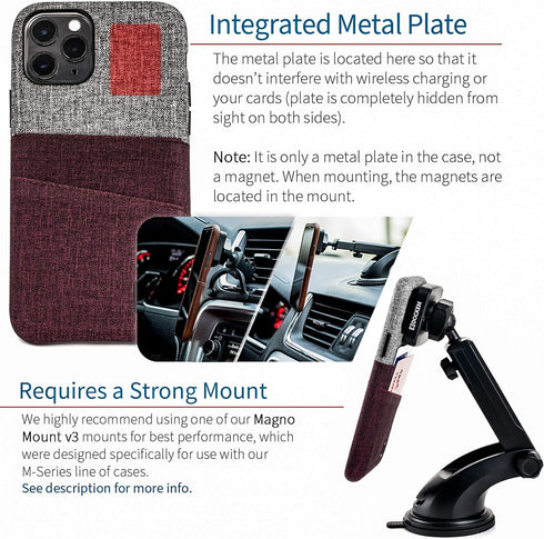 Dockem Wallet Case for iPhone 11 Pro: Built-in Metal Plate for Magnetic Mounting & 2 Credit Card Holder Slots (5.8" Luxe M2 Synthetic Leather, Mar...