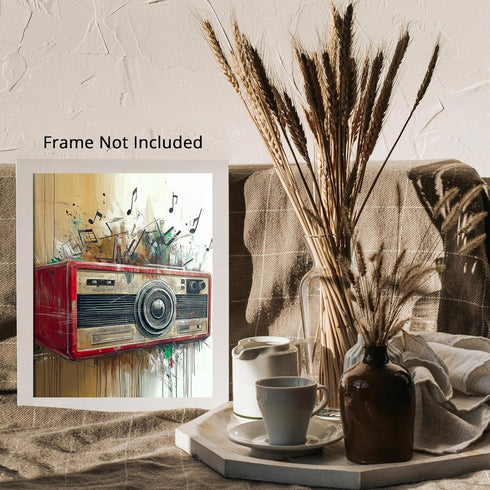 Posterizer-rustic modern art of classic boombox playing music -2-Musical Art Collection-Retro Art-Living Room Bedroom Decor- unframed wall art...