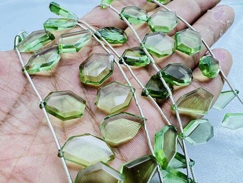 1 Strand Peridot Quartz 10 Pcs Beads Size 4.5x13-5.5x18mm Fancy Shape Cut Faceted Beads for Jewellery Making, Beading & Craft Supplies KCRAFTS-RK_...