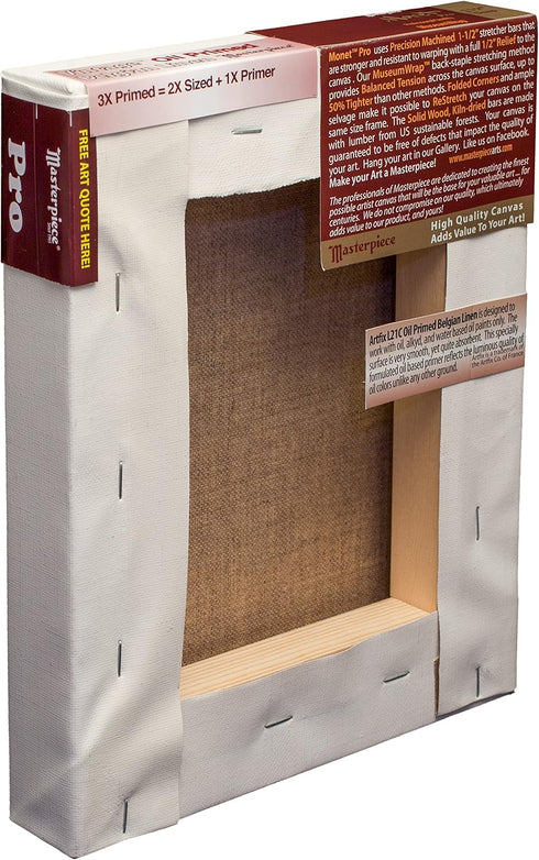 Masterpiece Artist Canvas 44109 Monet PRO 1-1/2" Deep, 6" x 6", Linen 13.0oz - 3X - Vintage Oil Primed...
