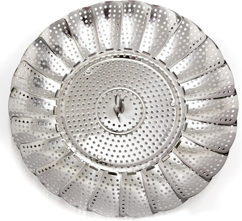 BergHOFF Steamer Basket 7" to 11" Stainless Steel 18/8 Foldable & Expandable Fit Most Pots and Pans Mirror Finish Dishwasher Safe...