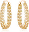 Gold Filigree Earrings for Women | Barzel 18K Gold Plated Link Mesh Braided Filigree Hoop Earrings (Gold)...