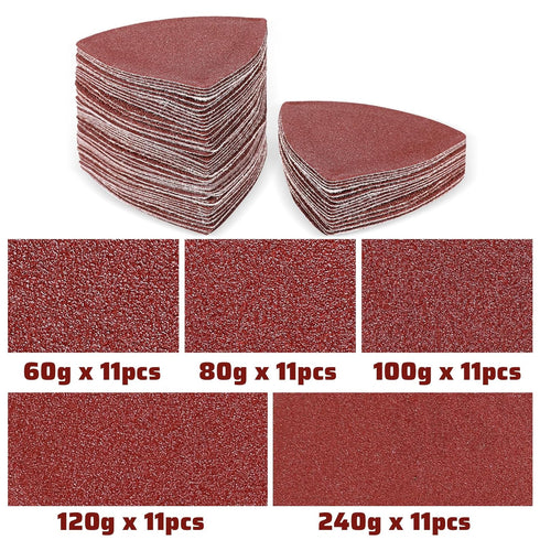 55Pcs Oscillating Tool Sanding Pad Triangle Sanding Pads Set 60/80/100/120/240 Multitool Sandpaper, Grit Fit for Finishing Wood Sanding Plaster...