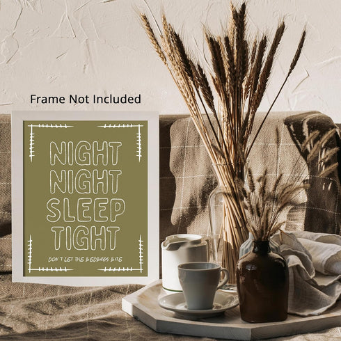 Posterizer 1 pcs-Night Night Sleep Tight Funny Bedroom Print 2-Comedy Art-GIft for Men Women Teens-Living Room Bedroom Decor- unframed wall art...