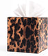 S Forever Home Decor Cube Tissue Box Holders PU Leather Square Tissue Box Cover (Leopard)...