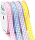 Ribbli 4 Rolls 3/8 Inch Gingham Ribbon,Total 40 Yards,100% Polyester Woven Edge,(Lt.Pink/Lt.Blue/Lt.Purple/Yellow),Easter Ribbon,Check Ribbon Use ...