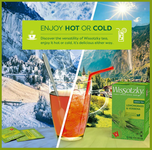 Wissotzky Lemongrass & Verbena Green Tea, 20 Tea Bags | Soothing Aroma | Antioxidant Rich | Refreshing Green Tea Bags...
