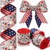 XunYee 3 Rolls Patriotic Ribbons American Flag Double Sided Star Striped Wired Ribbon Red Blue White Ribbons for Memorial Day 4th of July Independ...