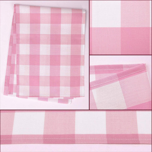 yuboo Pink Gingham Table Runner, Spring Pink and White Buffalo Check Plaid Table Cloth 72 Inches Long for Gingham Party Supplies, Rustic Farmhouse...