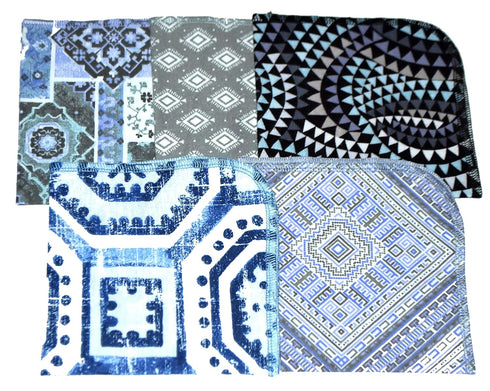 1 Ply Moroccan Tile Flannel Washable Lunchbox Napkins 12x12 inches 5 Pack- Proudly Made in the USA!...