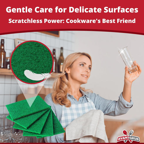 Green Sustainable 20 Pack Cleaning Scour Pads by Avant Grub. Powerful Stain Remover for Cookware. Easily Remove Grease and Residues. Eco-Friendly ...