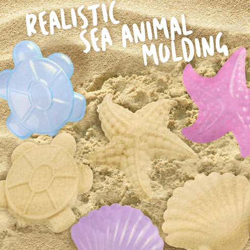 LotFancy Beach Toys for Kids, 10 PCS Snow Toys for Toddlers 3-10, Sand Buckets and Shovels, Star Shell Castle Sand Mold, Sand Sifter Cover, Rake, ...