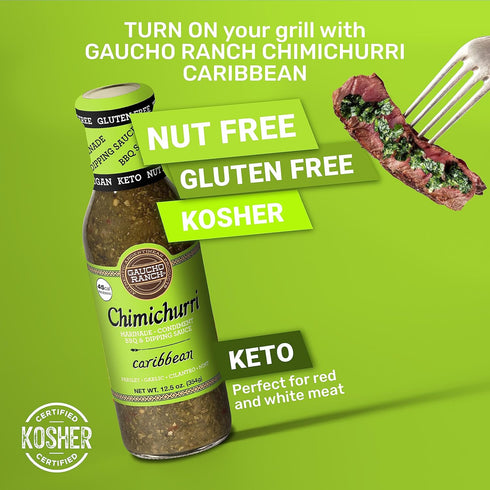 Gaucho Ranch Chimichurri Sauce Caribbean | Chimichurri Seasoning Mix of Parsley, Garlic, Cilantro and Mint | Adobo Sauce Gluten Free, Keto, Vegan ...