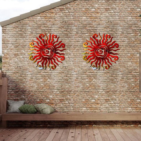 Moxweyeni 12 Inch Sun Metal Wall Art Outdoor Decor Wacky Large Sun Metal Art Sun Metal Wall Decor Pool Decorations for Home Bedroom Living Room Of...
