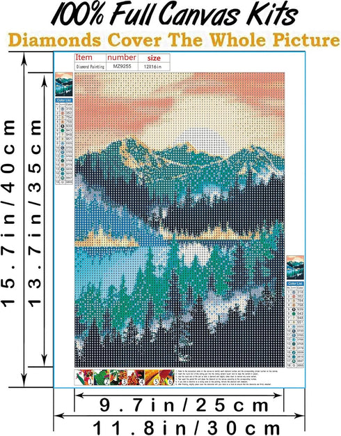 Hestarcul 5D Sunrise Diamond Painting Kit,Diamond Art Kits for Adults,Diamond Dots,Paint with Diamonds Round for Gift,Wall Decor(12x16) (Lake Mist...