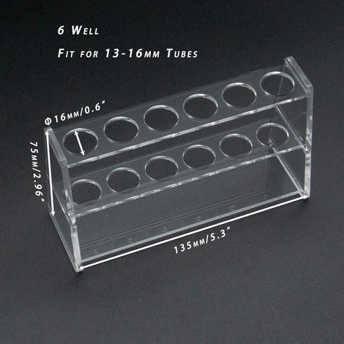 Acrylic Test Tube Holder Rack for 10ml Centrifuge Tubes Clear?Holds 13-16mm Tubes (10ml, 6 Wells)...