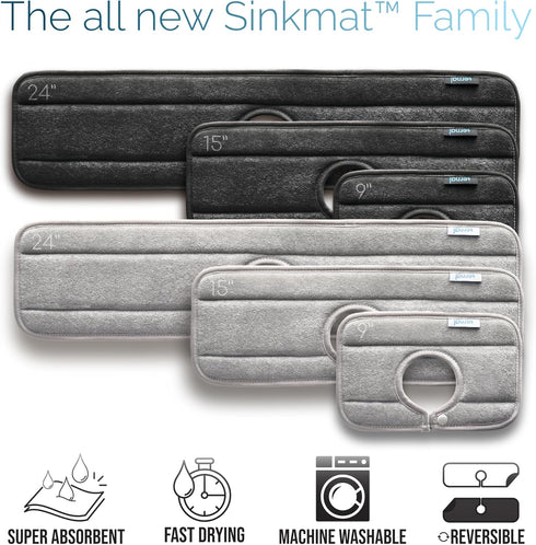 The Original Ternal Sinkmat Drip Catcher & Splash Guard, Faucet Mat for Sinks – Absorbent Microfiber, Machine Washable Counter Protector & Drying ...