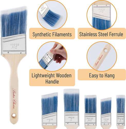 Bates- Paint Brushes, 2.5 inches, 2 Pack, Angle Brushes, Treated Wood Handle, Paint Brushes for Walls, Stain Brush, Wall Paint Brushes, Furniture ...