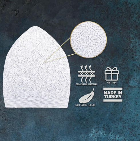 Kufi Hats for Men, Muslim Clothes for Men,%100 Breathable Skull Beanie, Crochet Cap, Handicraft Taqiyah, Cufi, Kufe...