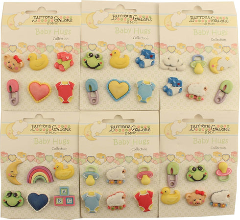 Buttons Galore Baby Hugs 3D Buttons-Set of 6 Cards...
