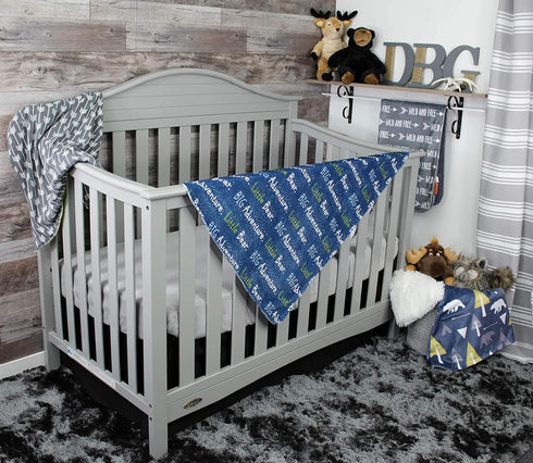 Dear Baby Gear Deluxe Baby Blankets, Custom Minky Print Double Layer, Big Adventure Little Bear and Grey Bears in Trees, 38 Inches by 29 Inches...