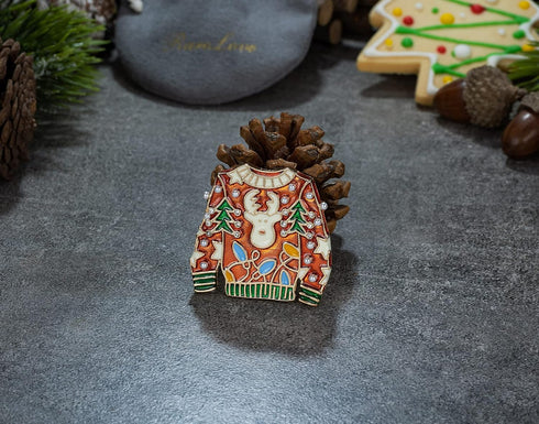 RareLove Vintage Ugly Christmas Sweater Brooch Cute Reindeer Crystal Rhinestone Christmas Tree Christmas Brooch Pins and Brooches for Women Girls ...
