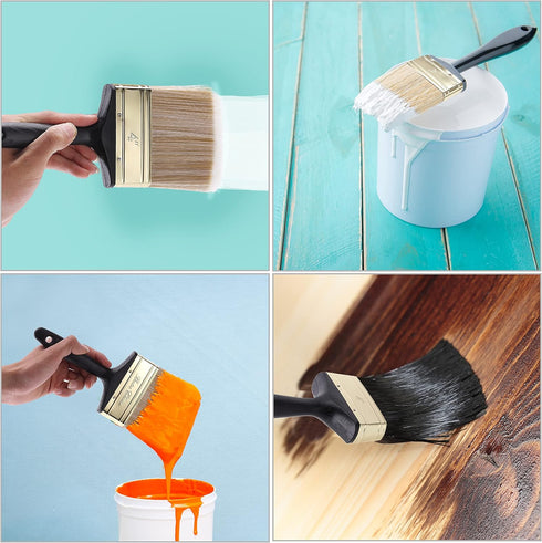 Bates- Deck Stain Brush, 4 Inch, Soft Tip Paint Brushes for Walls, Trim Paint Brushes, Stain Brush, Paint Brushes for Painting Walls, Oil Paint Br...