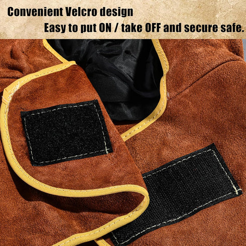 Welding Hood Leather - Cowhide Split Leather Welding Caps with Neck Shoulder Drape - Head Protection for Men & Women, Brown...