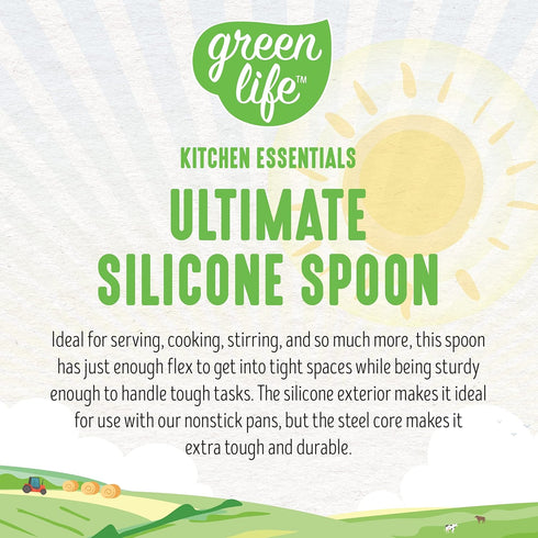 GreenLife Cooking Tools and Utensils, Silicone Spoon for Scooping Scraping and Mixing, Heat and Stain Resistant, Dishwasher Safe, Soft Pink...