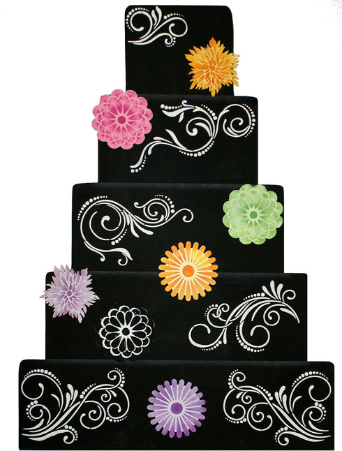Designer Stencils C480 Five Scroll Cake Stencil Set, Beige/semi-transparent...