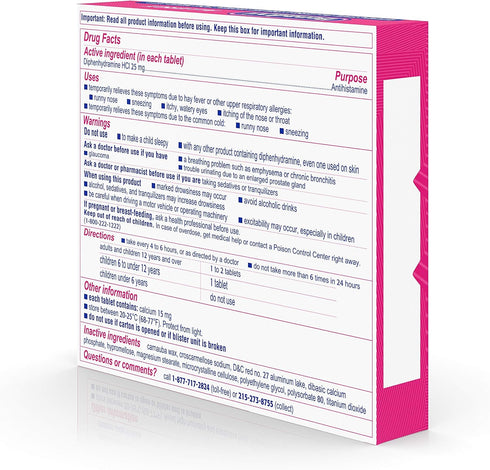 Benadryl Ultratabs Antihistamine Allergy Relief with Diphenhydramine HCl, 24 Count...