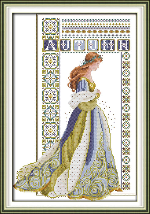CaptainCrafts Cross Stitch Stamped Cross Stitch Kits Pre-Printed and Counted Unstamped White Cloth Embroidery Kit Needlecrafts (Autumn Angel, No P...