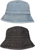 TSSGBL 2 Pack Cotton Denim Bucket Hats Vintage Washed Packable Summer Trendy Beach Travel Sun Caps for Women Men...