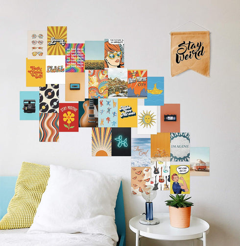 HAUS AND HUES Aesthetic Wall Collage Kit for Teens - Hippie Posters and Aesthetic Pictures for Wall Collage | Photo Wall Collage Kit Retro Photo C...