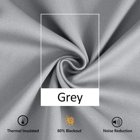 Pompom Full Blackout Curtains Grey Window Curtains for Basement 54 inches Thermal Insulated Room Darkening Curtain Drapes for Nursery 2 Panels...