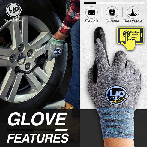 Nitrile Safety Work Gloves - 1 Pair, Work Gloves with Grip for Men and Women, Lightweight Touchscreen Utility Working Gloves for Warehouse, Contru...