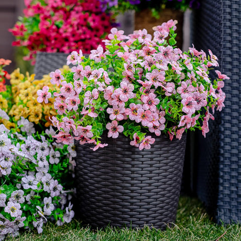 Artificial Flowers for Outdoors Fake Plants - 16 Bundles Faux Outside Greenery Boxwood No Fade Plastic Shrubs Fall Decor Farmhouse Home Garden Tha...