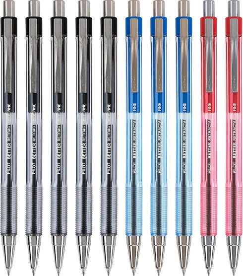 Pilot Better Ball Point Retractable Pens, Fine Point, Assorted Colors, 10 Count (16770)...