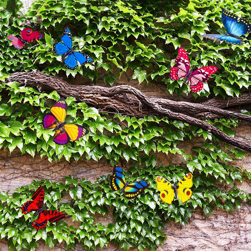 VGOODALL 50PCS Butterfly Garden Decorations, 11.5 inch Butterfly Stakes Ornaments Artificial Waterproof Butterflies for Flower Bouquet Outdoor Ind...