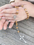 Nazareth Store Catholic Prayer Rosary Olive Wood Beads Necklace Holy Soil Medal & Metal Cross Velvet Gift Bag...