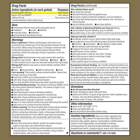 GoodSense Extra Strength Headache Relief Geltabs, Acetaminophen, Aspirin (NSAID) and Caffeine, 80 Count...