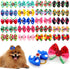 40PCS Christmas Dog Bows Cute Puppy Dog Small Bowknot Hair Bows with Rubber Bands Small Dog Hair Bowknot Pet Hair Accessories Pet Grooming Accesso...