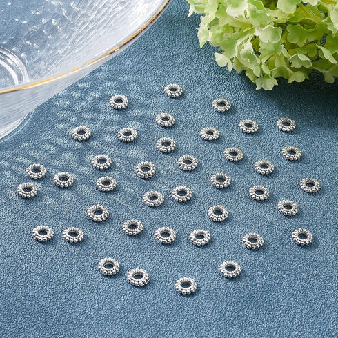 PH PandaHall 200pcs Large Hole Spacer Beads Tibetan Alloy Antique Silver Donut Rondelle Jewelry Spacers for Bracelet Jewelry Making, 8x2mm, Hole: ...